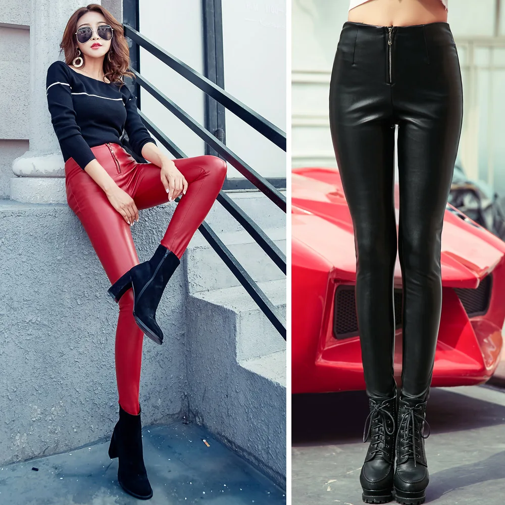 Autumn and winter new women's trousers Europe and high waist plus velvet thick PU leather Slim feet pencil pants TB180822
Autumn and winter new women's trousers Europe and high waist plus velvet thick PU leather Slim feet pencil pants TB180822