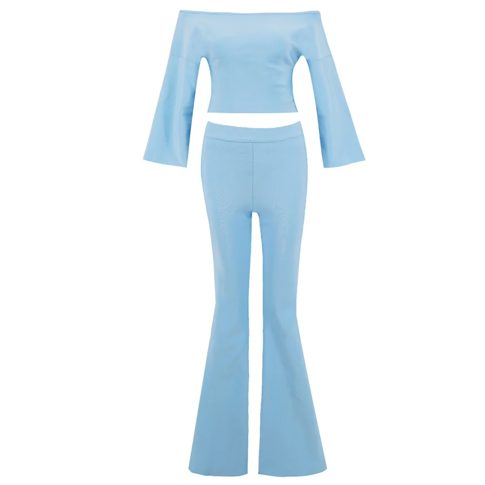 Fashion Bandage Two Pieces Set Luxury Long Sleeve Top And Full Length Pants For Women Sky Blue 2 Piece
Fashion Bandage Two Pieces Set Luxury Long Sleeve Top And Full Length Pants For Women Sky Blue 2 Piece