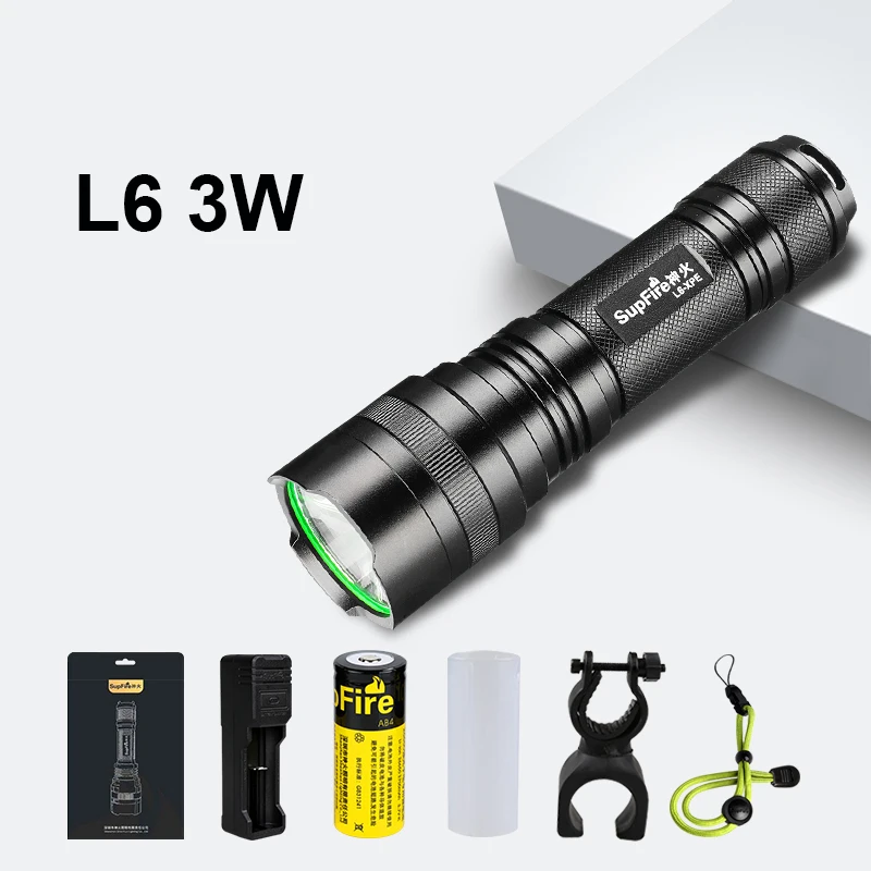 Светодиодный фонарик Linterna Supfire L6 фонарь для охоты кемпинга портативный Nitecore Fenix