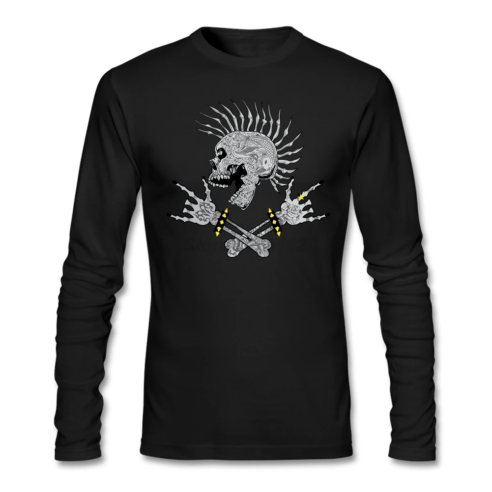 HU & GH Man Musical DIY Футболка с однотонным рок н Ролло образным вырезом череп мужские
