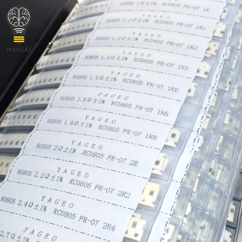 WAVGAT 170values X 50pcs=8500pcs 0805 1% 0R-10M ohm SMD Resistor Kit RC0805 FR-07 series Sample Book Sample Kit
WAVGAT 170values X 50pcs=8500pcs 0805 1% 0R-10M ohm SMD Resistor Kit RC0805 FR-07 series Sample Book Sample Kit