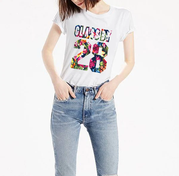 Ulzzang розы джунгли письмо короткий рукав Для женщин футболка плюс Size6XL Свободные