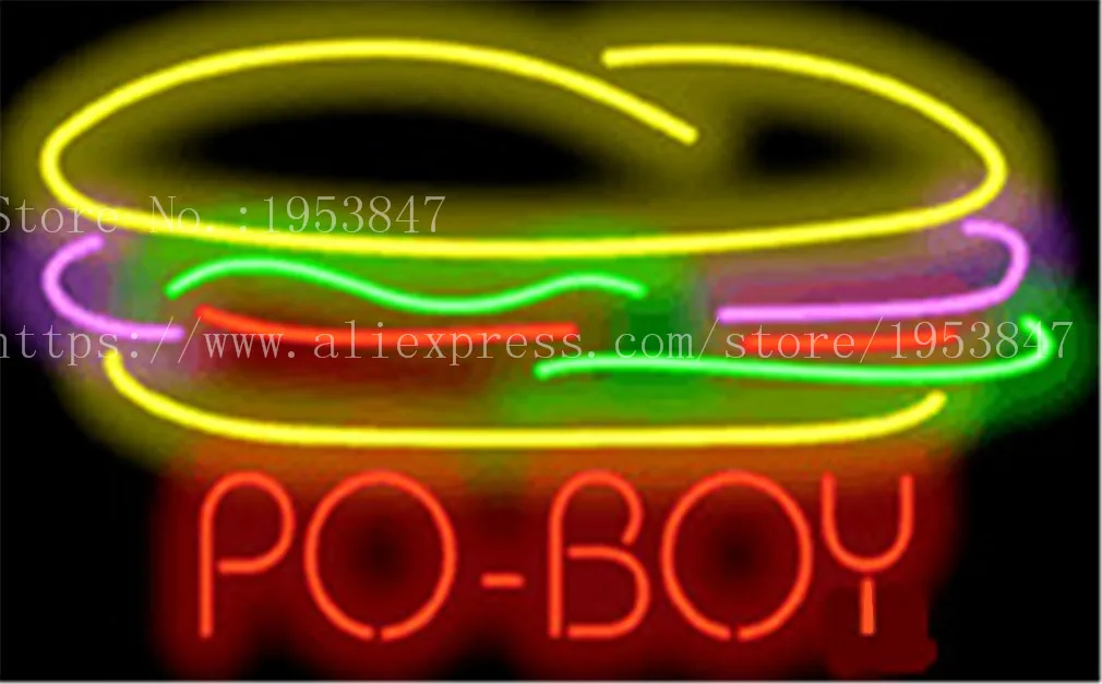Неоновая вывеска Po Boy для чизстеаков стеклянная лампа трубка бара украшение