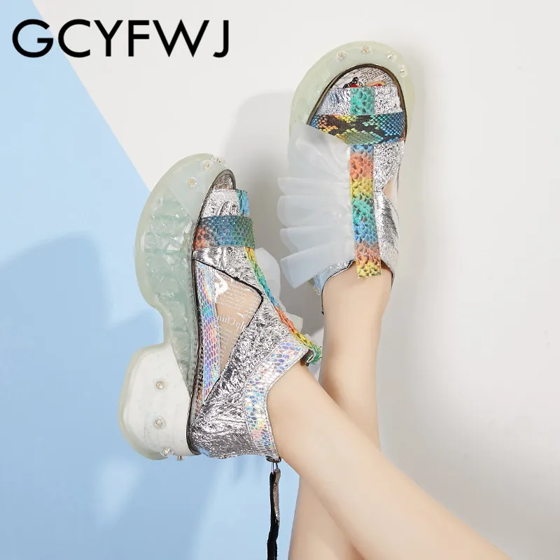 GCYFWJ/женские кроссовки коллекция 2019 года сандалии с широко открытым носком из