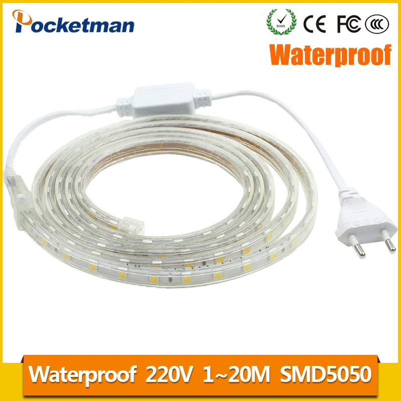 Светодиодный полосы AC 220 12vflexible Light 1 м/2 м/3 м/4 м/5 м /6 м/7 м/8 м/9 м/10 м/15 м/20 + Мощность SMD