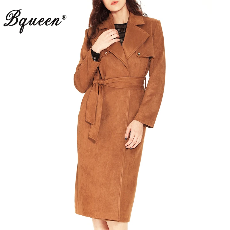 Bqueen 2017 новые Модные приталенные длинные замшевые пальто с отложным воротником и поясом
Bqueen 2017 новые Модные приталенные длинные замшевые пальто с отложным воротником и поясом