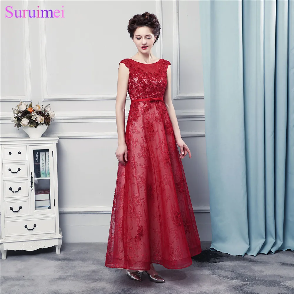 Cap Sleeves Long Evening Dresses With Pearls Lace Applique Bow Knot Red Evening Gown Free Shipping
Cap Sleeves Long Evening Dresses With Pearls Lace Applique Bow Knot Red Evening Gown Free Shipping