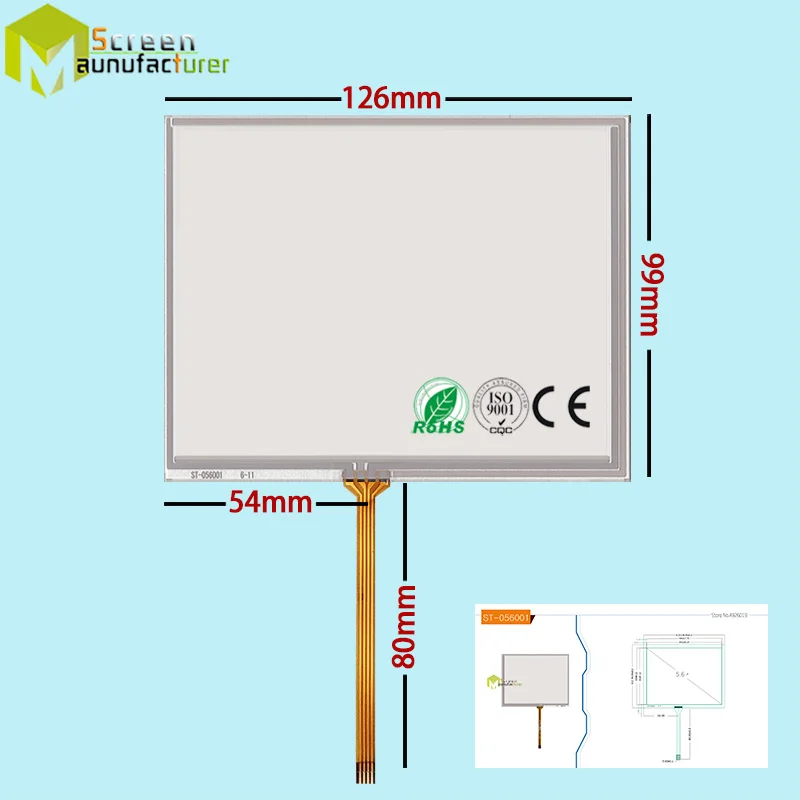 5.6'' Resistive Touchscreen For industrial control TM056KDH01 AT056TN53 126*100/126*99 Resistance digitizer 5 inch touch panel
5.6'' Resistive Touchscreen For industrial control TM056KDH01 AT056TN53 126*100/126*99 Resistance digitizer 5 inch touch panel