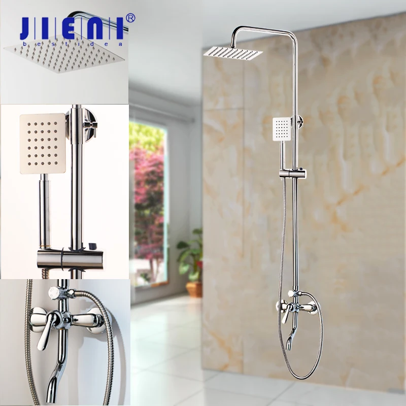 JIENI 8 Inch Chrome Polish Rainfall Wall Mount Ultrlthin Shower Head Mixer Faucet Bathroom Adjust Height Handheld Shower Faucet
JIENI 8 Inch Chrome Polish Rainfall Wall Mount Ultrlthin Shower Head Mixer Faucet Bathroom Adjust Height Handheld Shower Faucet