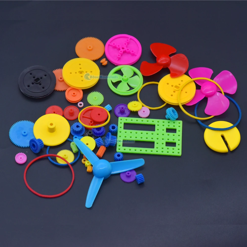 1 Package / Lot 55 Pcs Plastic Motor Gears Shaft Copper Kit Pulley Belt Bushings Assembly DIY Model Robotic Toy Automobile Car |