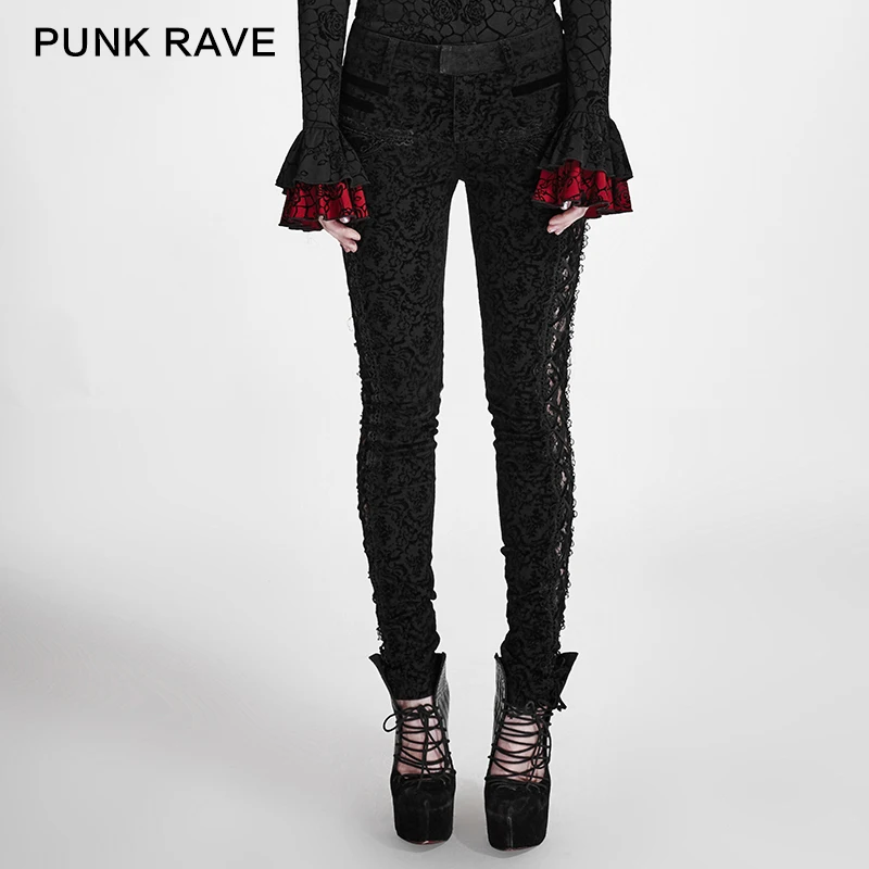 Панк рейв женские стимпанк винтажные длинные брюки Модные готические узкие