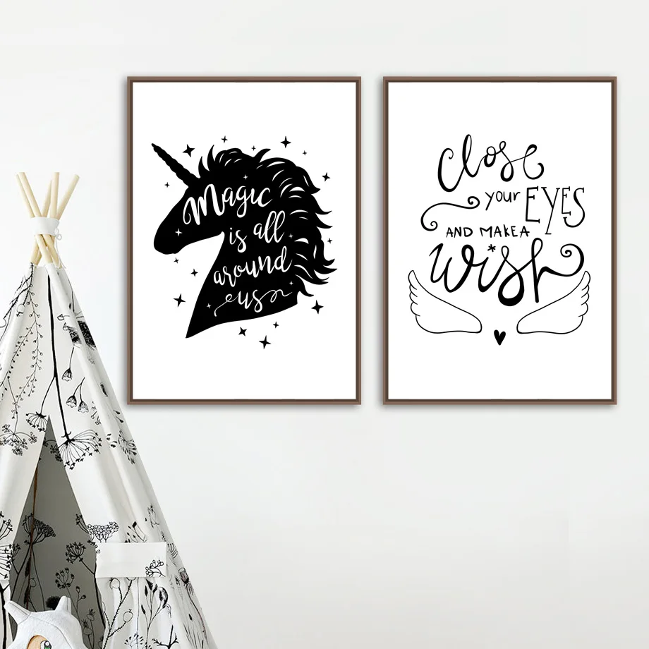 Magic Unicorn Quotes Wall Art Canvas Painting Black White Posters And Prints Cartoon Canvas Art Nordic Style Kids Bedroom Decor
Magic Unicorn Quotes Wall Art Canvas Painting Black White Posters And Prints Cartoon Canvas Art Nordic Style Kids Bedroom Decor