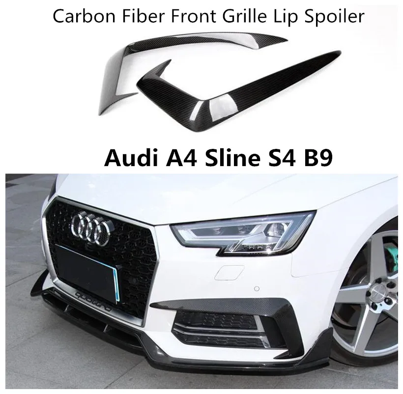 Передняя решетка для губ из углеродного волокна спойлер Audi A4 Sline S4 B9 2017 2018 2019
