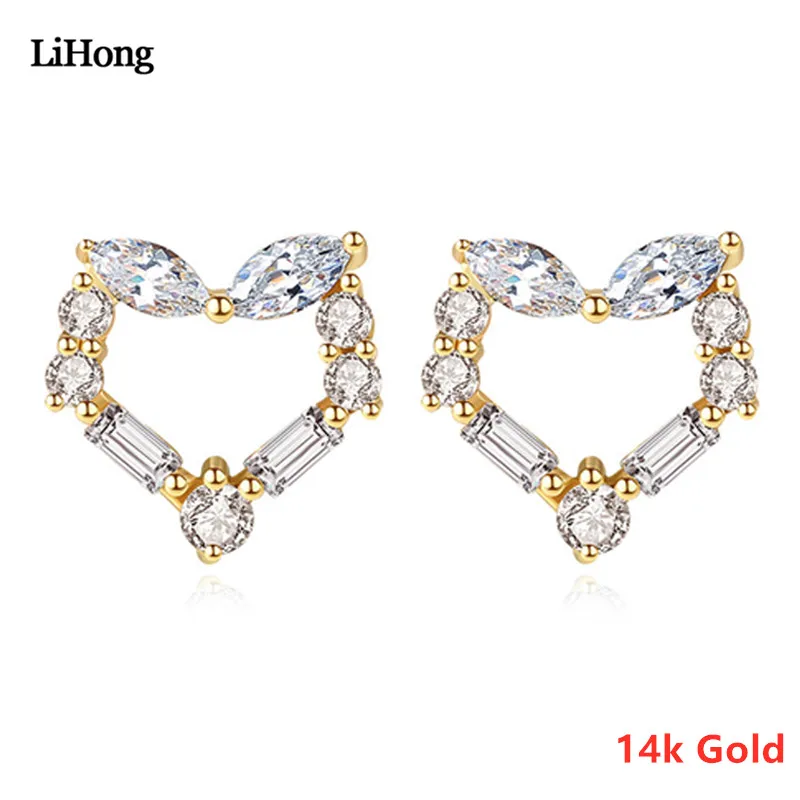 Genuine 14K Gold Heart Shaped Zircon Stud Earrings Women Wedding Party Jewelry Earrings Valentine's Day Gift
Genuine 14K Gold Heart Shaped Zircon Stud Earrings Women Wedding Party Jewelry Earrings Valentine's Day Gift