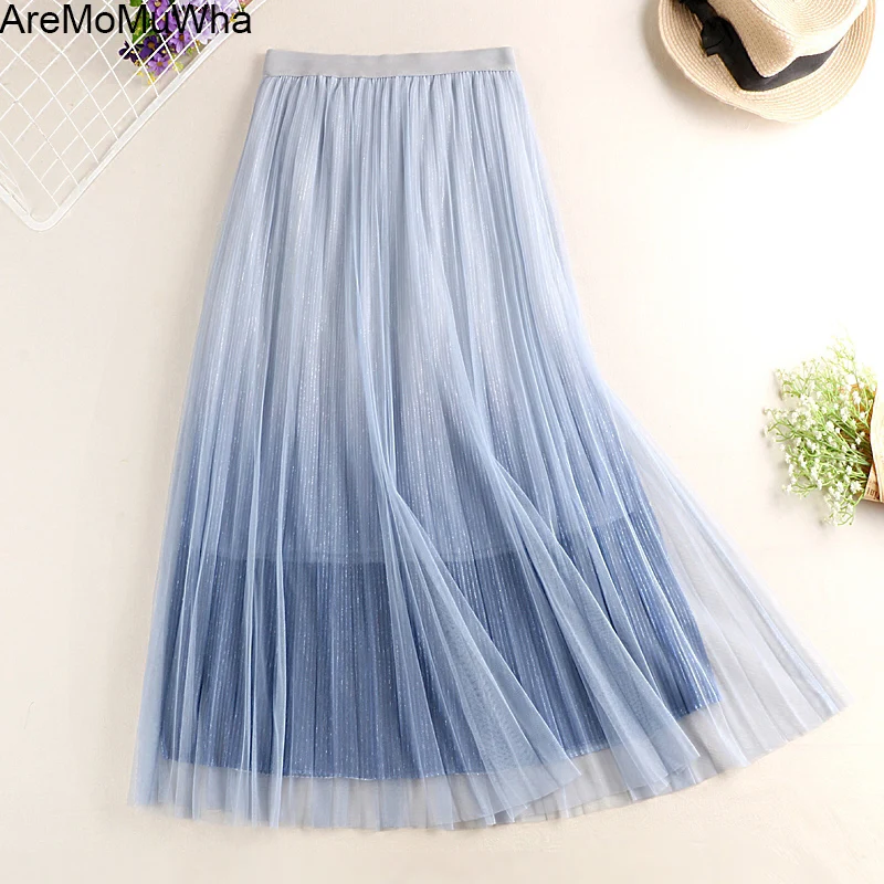 AreMoMuWha New Summer Sweet High Waist Mesh Skirts Women Slim All-Match Pleated A-Line Skirt Gradient Party Ball Gown Skirt Mh24
AreMoMuWha New Summer Sweet High Waist Mesh Skirts Women Slim All-Match Pleated A-Line Skirt Gradient Party Ball Gown Skirt Mh24
