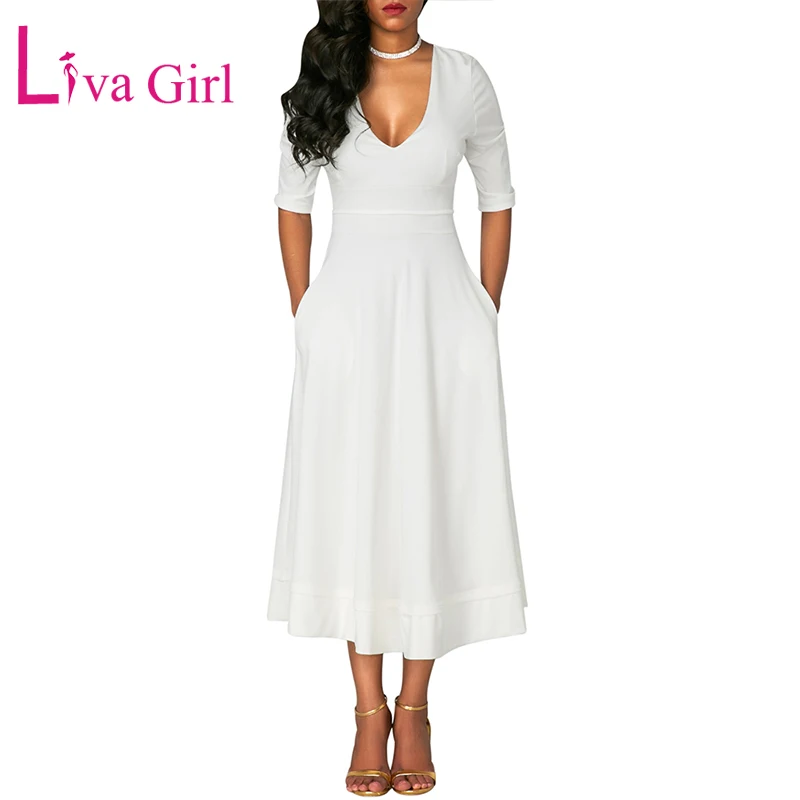 Летнее платье-миди LIVA GIRL 2019 с глубоким V-образным вырезом, пикантное женское платье-трапеция с рукавом до локтя, элегантное вечернее длинное ...
Летнее платье-миди LIVA GIRL 2019 с глубоким V-образным вырезом, пикантное женское платье-трапеция с рукавом до локтя, элегантное вечернее длинное ...