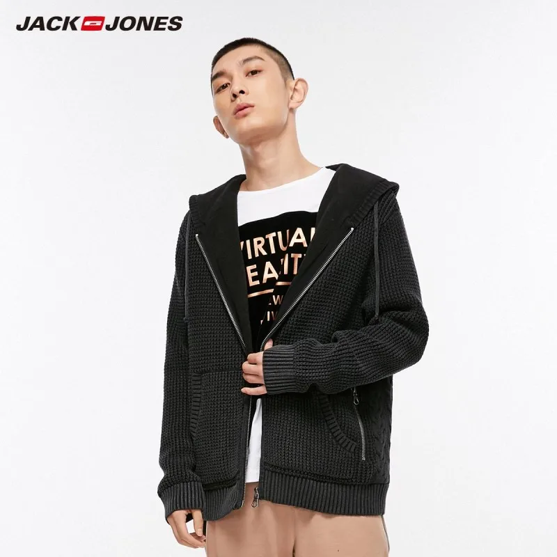 JackJones мужской свободный крой матовый с длинными рукавами вязаный свитер куртки