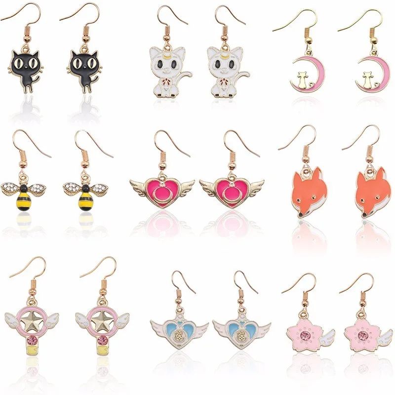 Cute Anime Animal Earrings Diy Black White Cat Fox Bee Magic Sakura Earrings For Women Colorful Earing Christmas Child Jewelry
Cute Anime Animal Earrings Diy Black White Cat Fox Bee Magic Sakura Earrings For Women Colorful Earing Christmas Child Jewelry