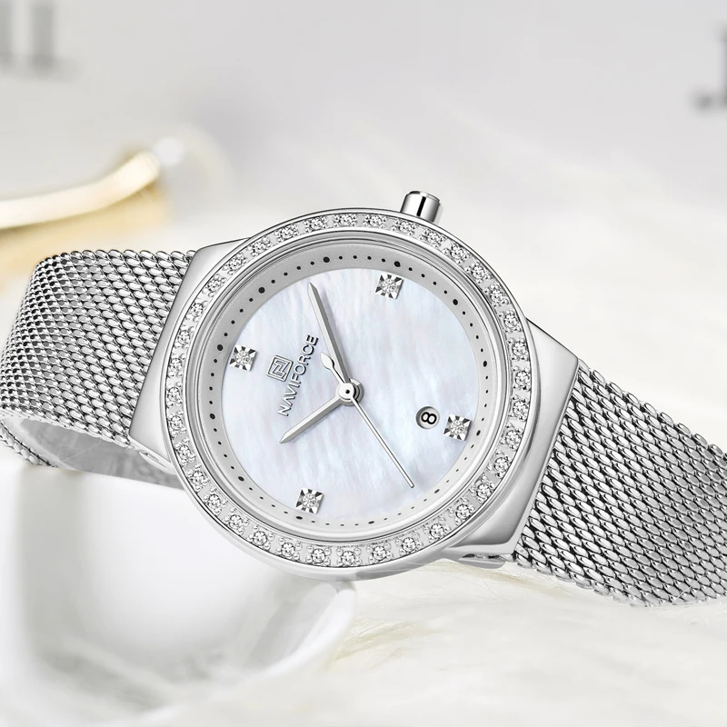 NAVIFORCE Fashion Ladies Watch Simple Quartz Waterproof Wrist Watch Women Luxury Diamond Blue Stainless Steel Watch reloj mujer
NAVIFORCE Fashion Ladies Watch Simple Quartz Waterproof Wrist Watch Women Luxury Diamond Blue Stainless Steel Watch reloj mujer