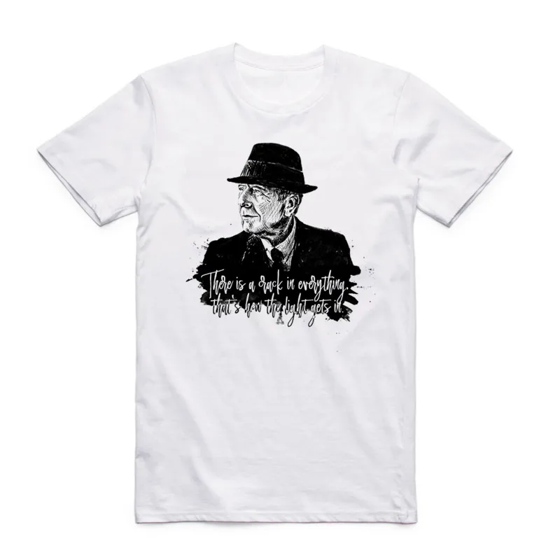 Летняя мужская футболка с принтом Leonard Cohen стильная повседневная короткими