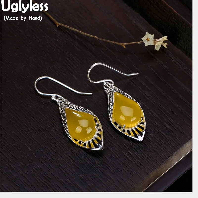 Uglyless 100% Real 925 Sterling Silver Handmade Water Drop Chalcedony Earrings for Women Fine Jewelry Hollow Brincos Bijoux Gems
Uglyless 100% Real 925 Sterling Silver Handmade Water Drop Chalcedony Earrings for Women Fine Jewelry Hollow Brincos Bijoux Gems