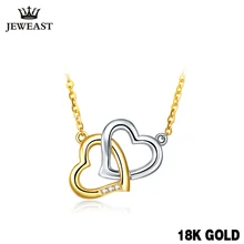 18K Gold Diamond Necklace Pendant Love Heart Lock Chain charm Gift Rose real natural pure women girl lover couple wedding party