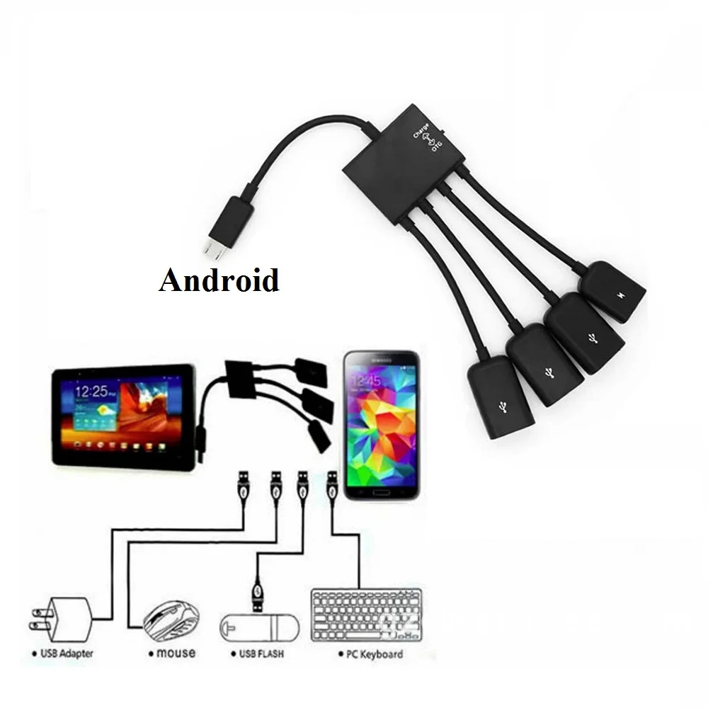 Micro USB OTG Зарядка 3 2 0 порт 1 зарядный концентратор кабель Android Мобильный планшет