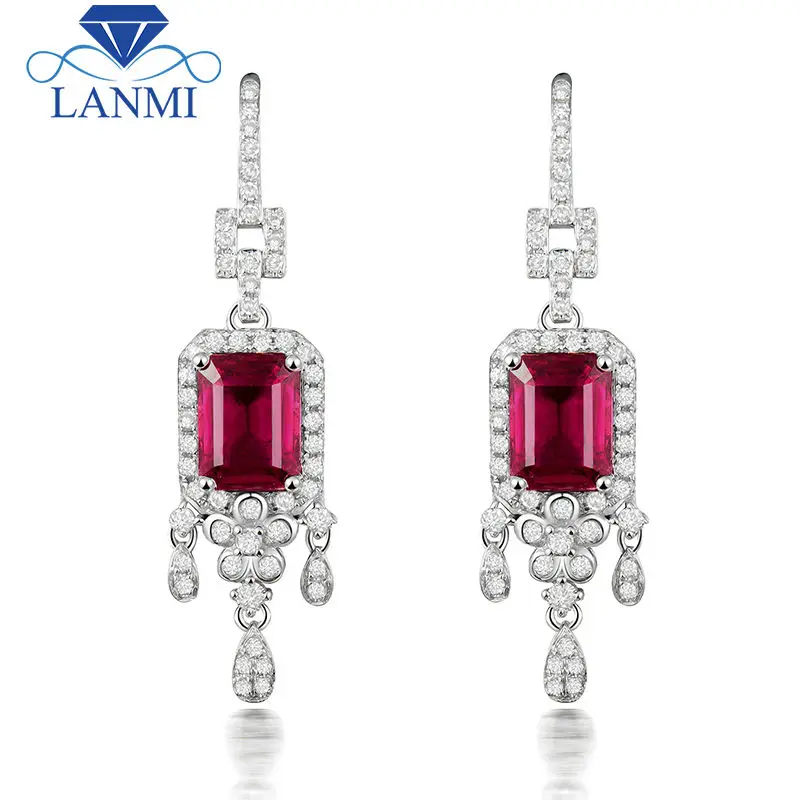 Solid 18k Gold Earrings Natural Pink Tourmaline Earrings With Diamond Emerald Cut Gem for Lady SE0332
Solid 18k Gold Earrings Natural Pink Tourmaline Earrings With Diamond Emerald Cut Gem for Lady SE0332