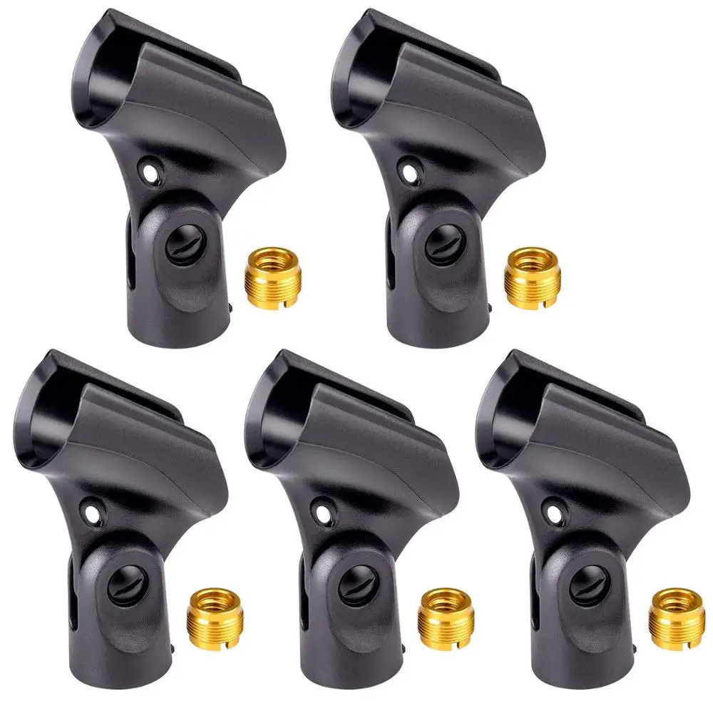 5 Pack Universal Microphone Clip Holder with Nut Adapters 5/8" to 3/8", Black , 5/8"-27 to 3/8"-16 mic holder
5 Pack Universal Microphone Clip Holder with Nut Adapters 5/8" to 3/8", Black , 5/8"-27 to 3/8"-16 mic holder