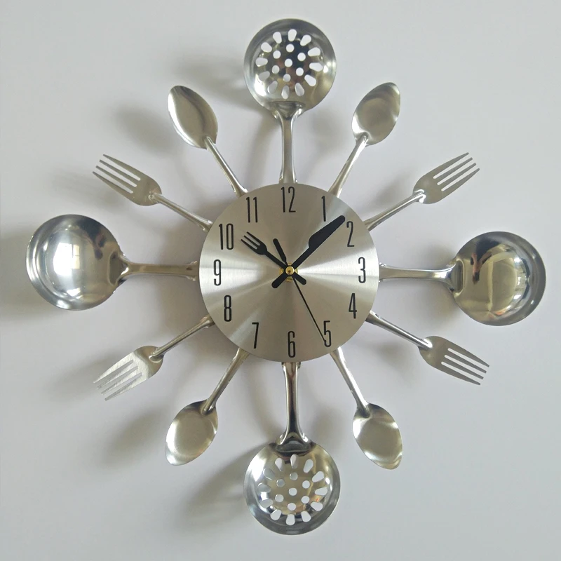 

Real Metal Wall Clock Knife Kitchen Decoration Quartz Mute Modern Separates Needle Watch Home