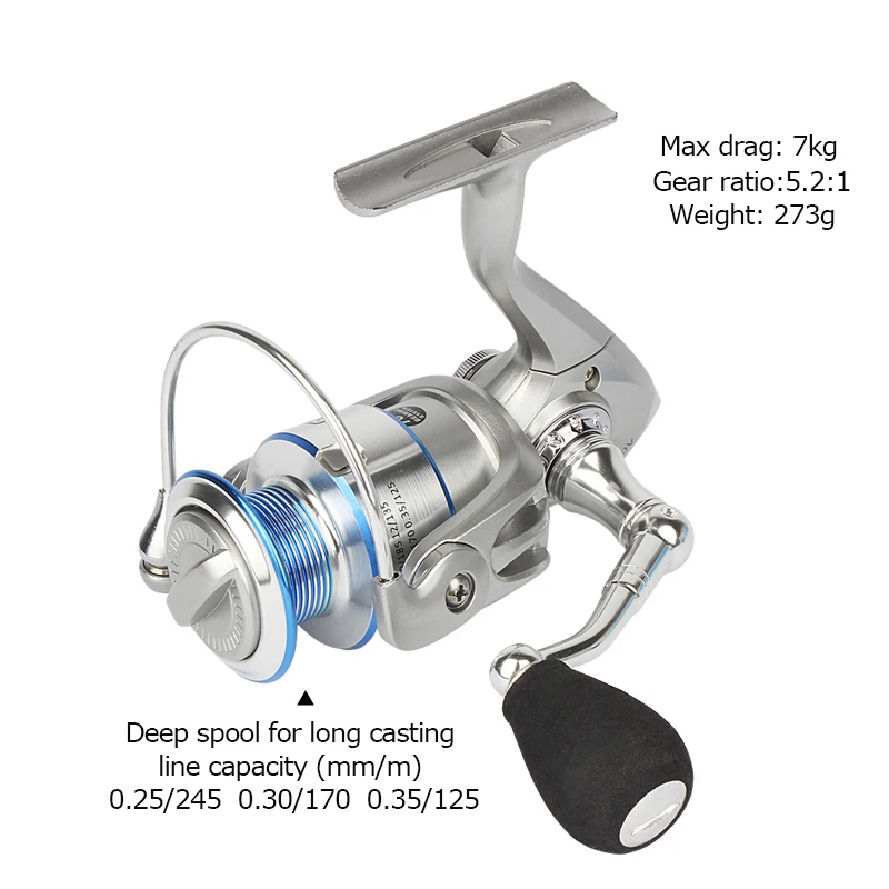 Goture Metal Spinning Fishing Reel Coil Wheel 5.2:1 10+1BB Carp with Spare Spool GT3000V Max drag 7kg | Спорт и развлечения