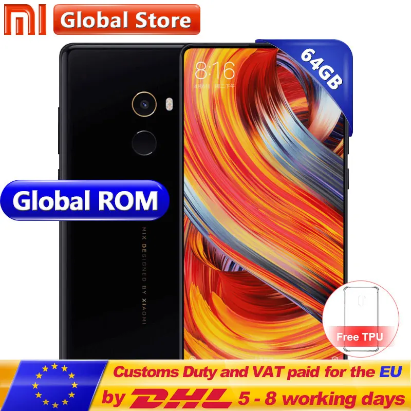 Xiaomi mi x 2 x2 6 ГБ 64 телефон Snapdragon 835 Octa Core 5 99 "FHD + полный экран экрана Cera cs средства