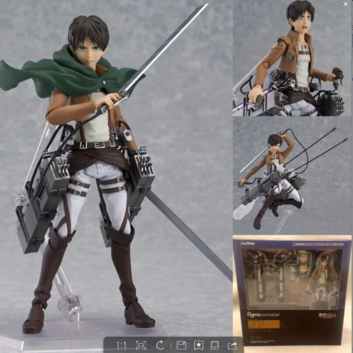 14 см аниме атака на Титанов Эрин Йегер Figma 207 ПВХ фигурка shingeki no Kyojin Mikasa Модель
