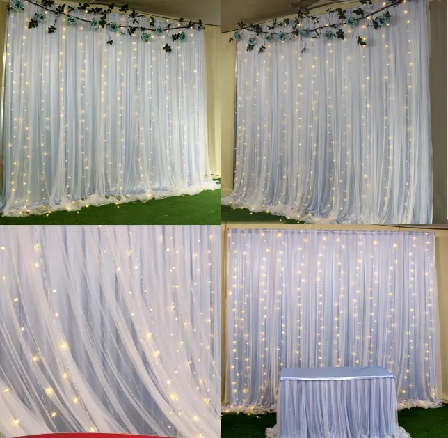2 layers wedding DIY backdrops sheer curtains With ice silk cloth Lights decoration party stage baby shower birthday decor 3MX3M
2 layers wedding DIY backdrops sheer curtains With ice silk cloth Lights decoration party stage baby shower birthday decor 3MX3M
