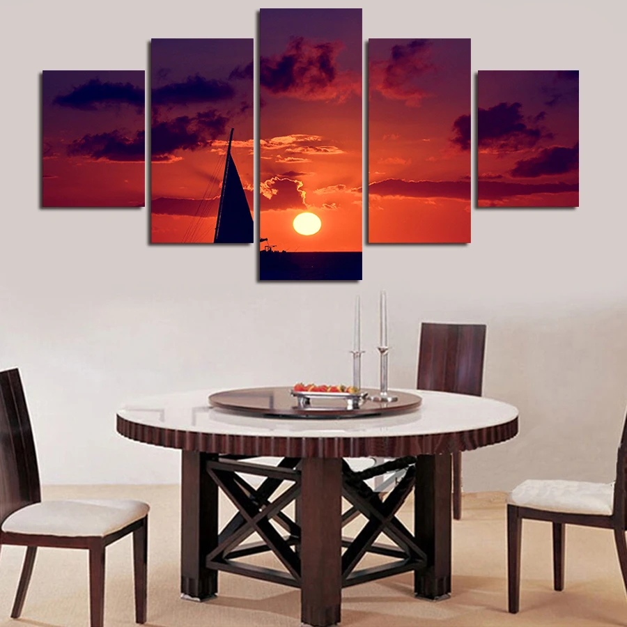 CLSTROSE 5 Pieces Sunrise At Sea Modern Canvas Painting Prints On Canvas Sailing Ship Wall Pictures For Living Room Home Decor
CLSTROSE 5 Pieces Sunrise At Sea Modern Canvas Painting Prints On Canvas Sailing Ship Wall Pictures For Living Room Home Decor