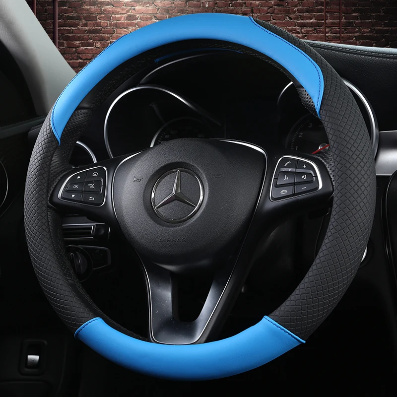 KKYSYELVA 38cm Auto Steering-Wheel Black Car Styling Steering Wheel Cover Leather Steering Covers Car Interior Accessories
KKYSYELVA 38cm Auto Steering-Wheel Black Car Styling Steering Wheel Cover Leather Steering Covers Car Interior Accessories
