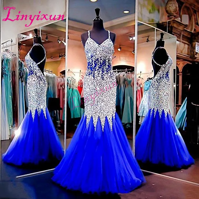 Linyixun Sexy Backless Prom Dress 2018 Royal Blue Crystals Long Formal Evening Dresses Luxury Straps Robe de Soiree Abendkleider
Linyixun Sexy Backless Prom Dress 2018 Royal Blue Crystals Long Formal Evening Dresses Luxury Straps Robe de Soiree Abendkleider