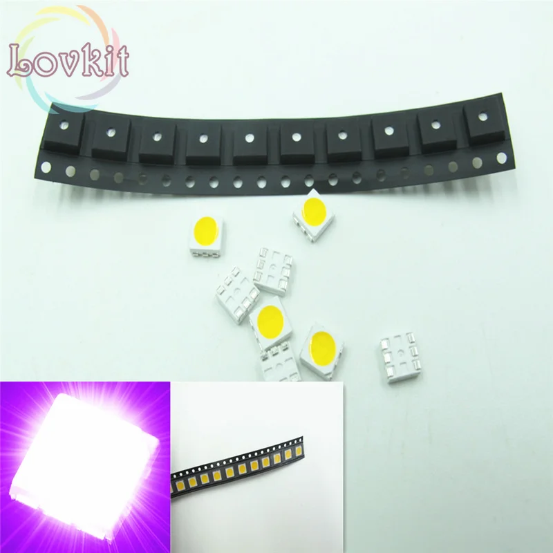1000 шт. PLCC 6 5050 фиолетовый/УФ светодиодный SMD выделять свет излучающие диоды для