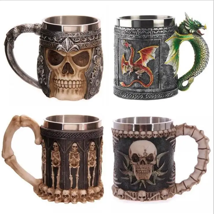 Novelty Medieval Stainless steel Mug Skull 3D Dragon Faucet Mug Double Wall Stainless Steel Canecas Coffee Mug Copos
Novelty Medieval Stainless steel Mug Skull 3D Dragon Faucet Mug Double Wall Stainless Steel Canecas Coffee Mug Copos