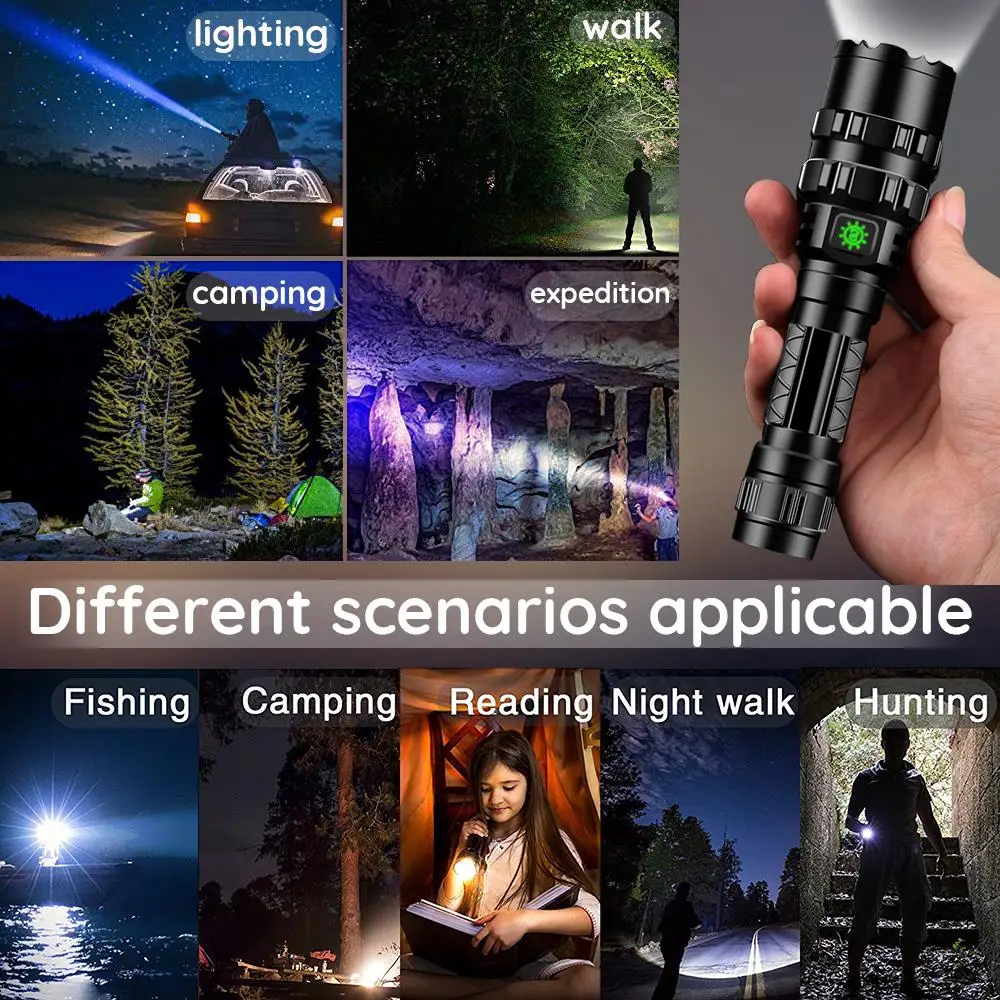 6000Lums LED Tactical Flashlight Scout light L2 Ultra Bright USB Rechargeable Waterproof Torch Hunting light 5 Modes by 1*18650
6000Lums LED Tactical Flashlight Scout light L2 Ultra Bright USB Rechargeable Waterproof Torch Hunting light 5 Modes by 1*18650