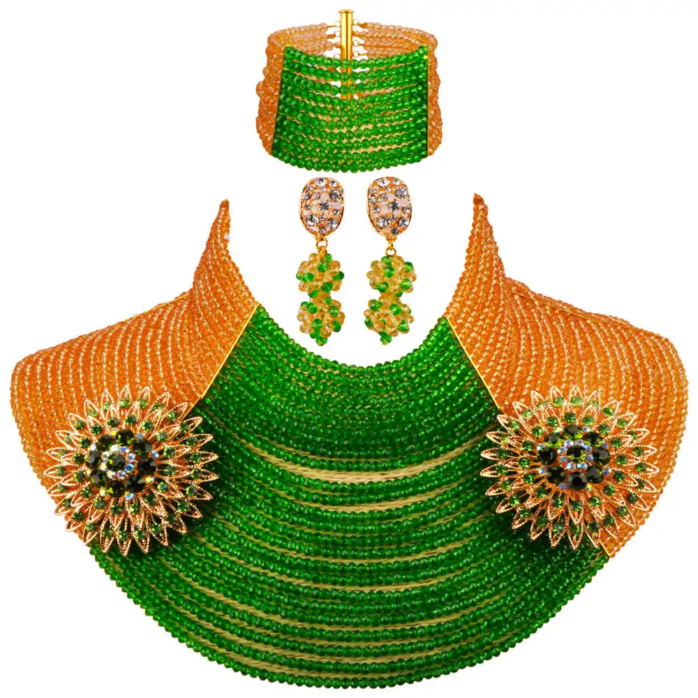 Цвета шампанского, Золотой и зеленый, 25 слоев, 4 мм, хрустальное ожерелье из бисера, Модный Ювелирный Набор, нигерийские Свадебные африканские бусы 25LC05
Цвета шампанского, Золотой и зеленый, 25 слоев, 4 мм, хрустальное ожерелье из бисера, Модный Ювелирный Набор, нигерийские Свадебные африканские бусы 25LC05