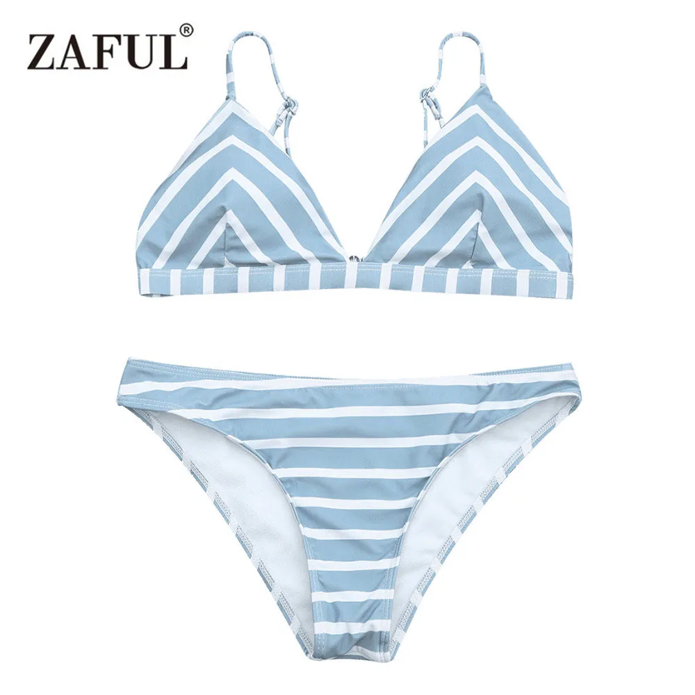 ZAFUL Новинка 2017 года Для женщин в шевронную полоску на бретельках комплект бикини