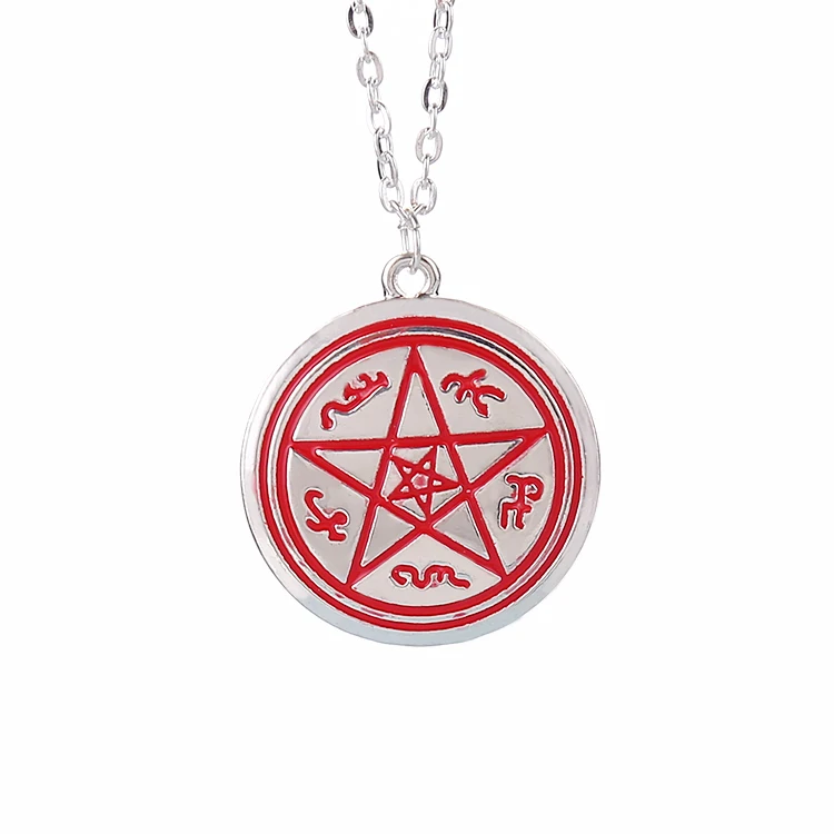 Supernatural Necklace Dean Sam Winchester Pentagram Pentacle Runes Wicca Silver Color Pendant Amulet Movie Jewelry Men Wholesale
Supernatural Necklace Dean Sam Winchester Pentagram Pentacle Runes Wicca Silver Color Pendant Amulet Movie Jewelry Men Wholesale