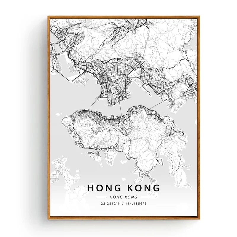 Современная известная карта городов мира Ханой хошимин город Гонконг постер