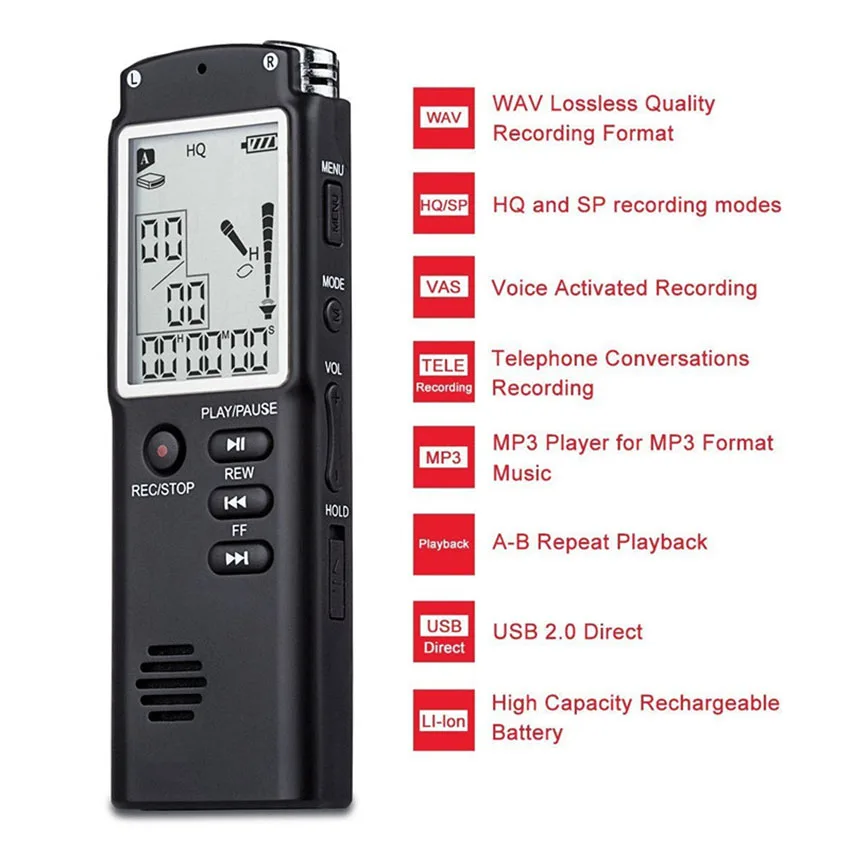 

Hot 2 in 1 8GB/16GB/32GB Voice Recorder USB Professional 12 Hours Dictaphone Digital Audio Voice Recorders With WAV MP3 Player