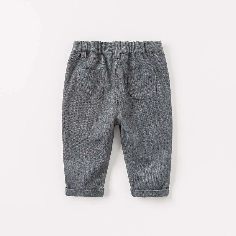 DBA7847 детские шерстяные брюки в полную длину для маленьких мальчиков