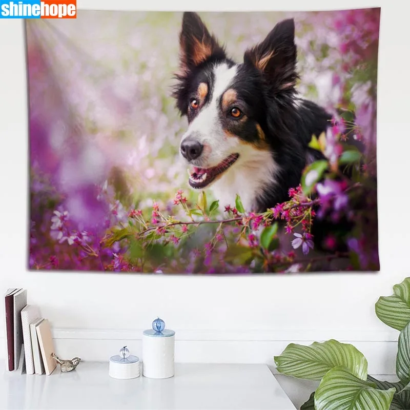 Фото Настенный Гобелен Border Collie с изображением собаки настенная подвесная стена Декор