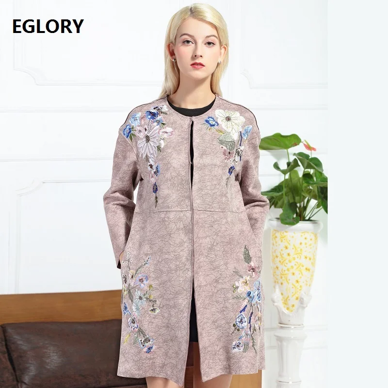 Top Quality Women Long Trench Coat 2018 Autumn Winter Outerwear Ladies Suede Leather Embroidery Wide-waisted Coat Windbreaker
Top Quality Women Long Trench Coat 2018 Autumn Winter Outerwear Ladies Suede Leather Embroidery Wide-waisted Coat Windbreaker