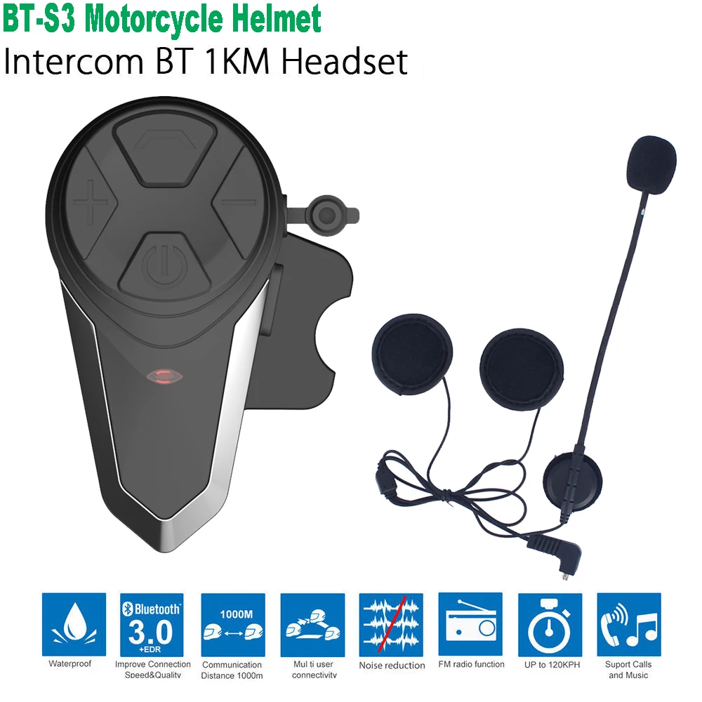 Bluetooth-гарнитура BT-S3 Pro для мотоциклетного шлема водонепроницаемая | Автомобили и