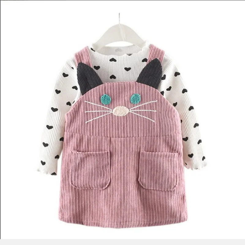 New Children Spring Clothing Sets Heart Knit Shirt + Belt Lovely Cat Dress Kids 2pcs Set
New Children Spring Clothing Sets Heart Knit Shirt + Belt Lovely Cat Dress Kids 2pcs Set